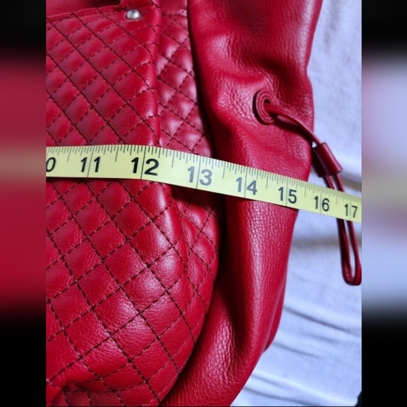 New Cardinal Red Leather Carryall Glenna Satchel - Picture 8 of 12